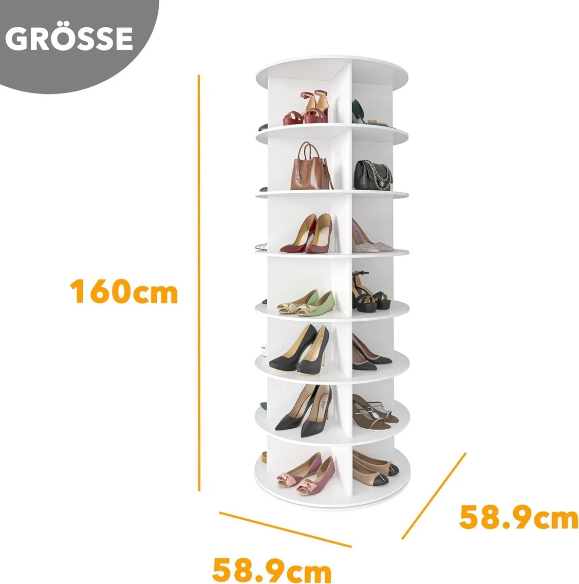 7 Tier Rotating Shoe Rack Tower Spinning Display - Image 3
