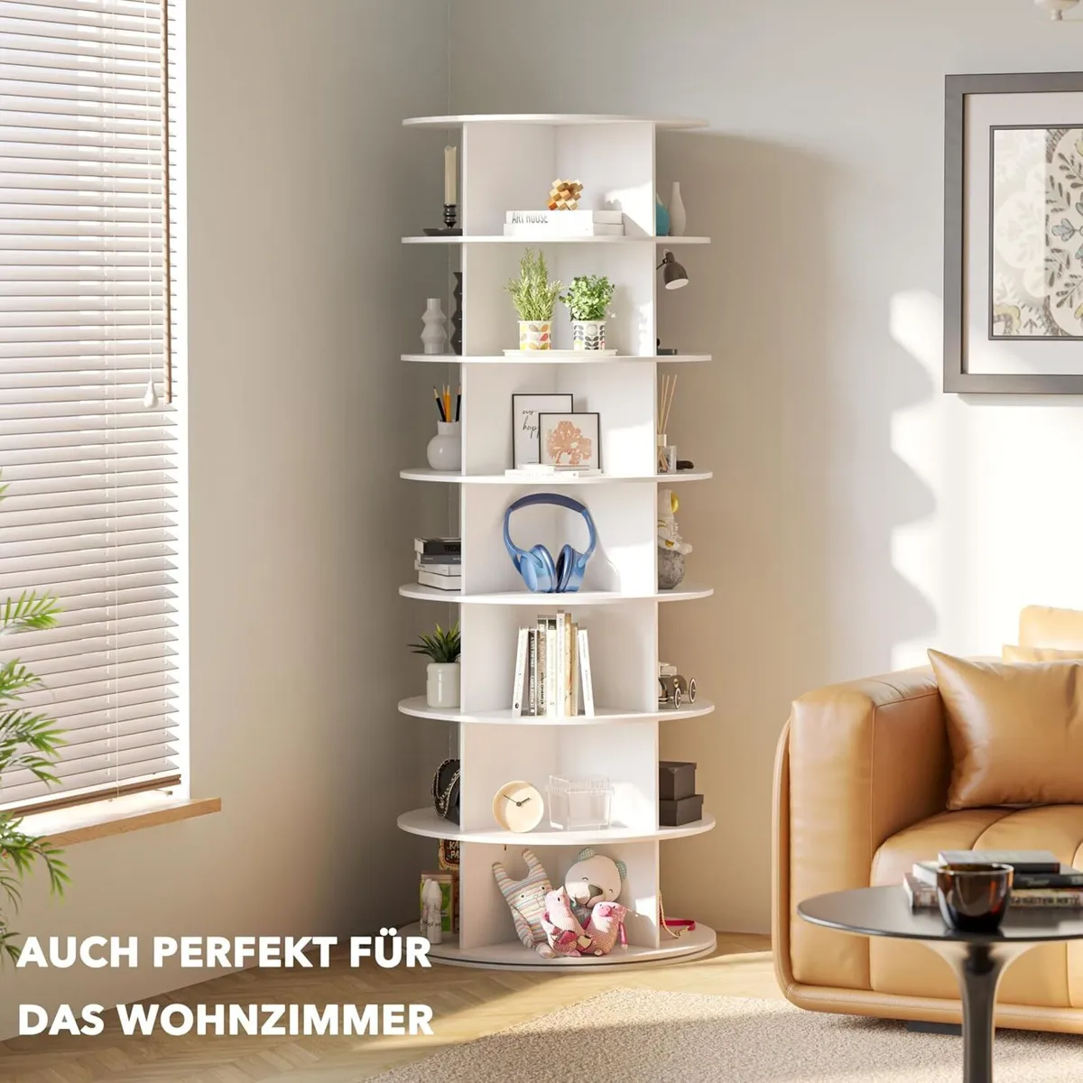 7 Tier Rotating Shoe Rack Tower Spinning Display - Image 2