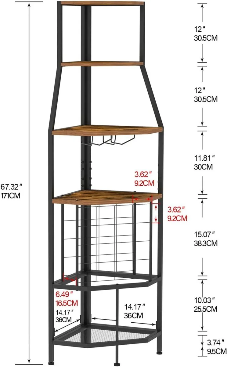 Freestanding Corner Wine Rack 5-Tier Holder - Image 2
