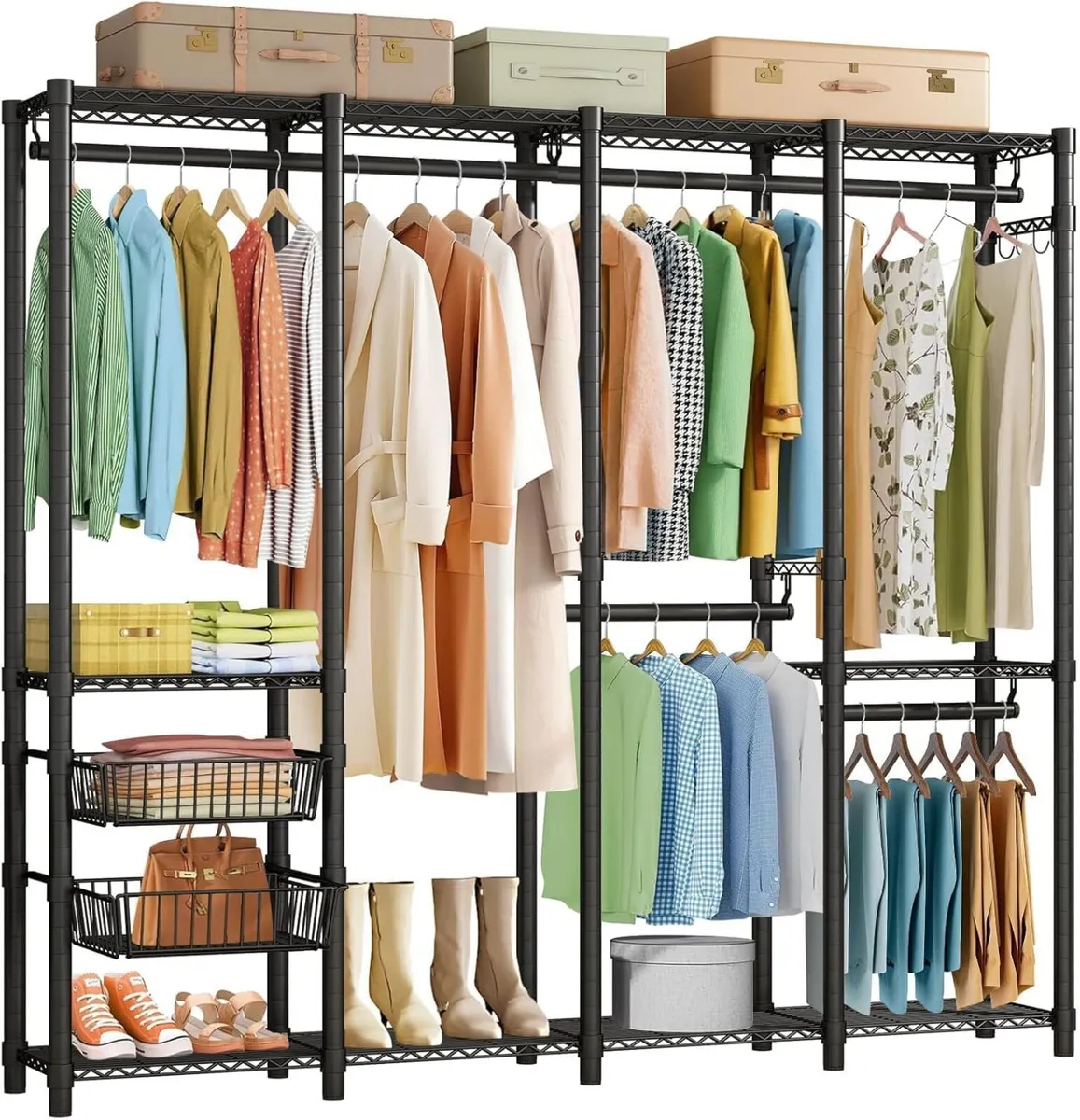 Heavy Duty Clothes Rail with 2 Slid Baskets - Image 1