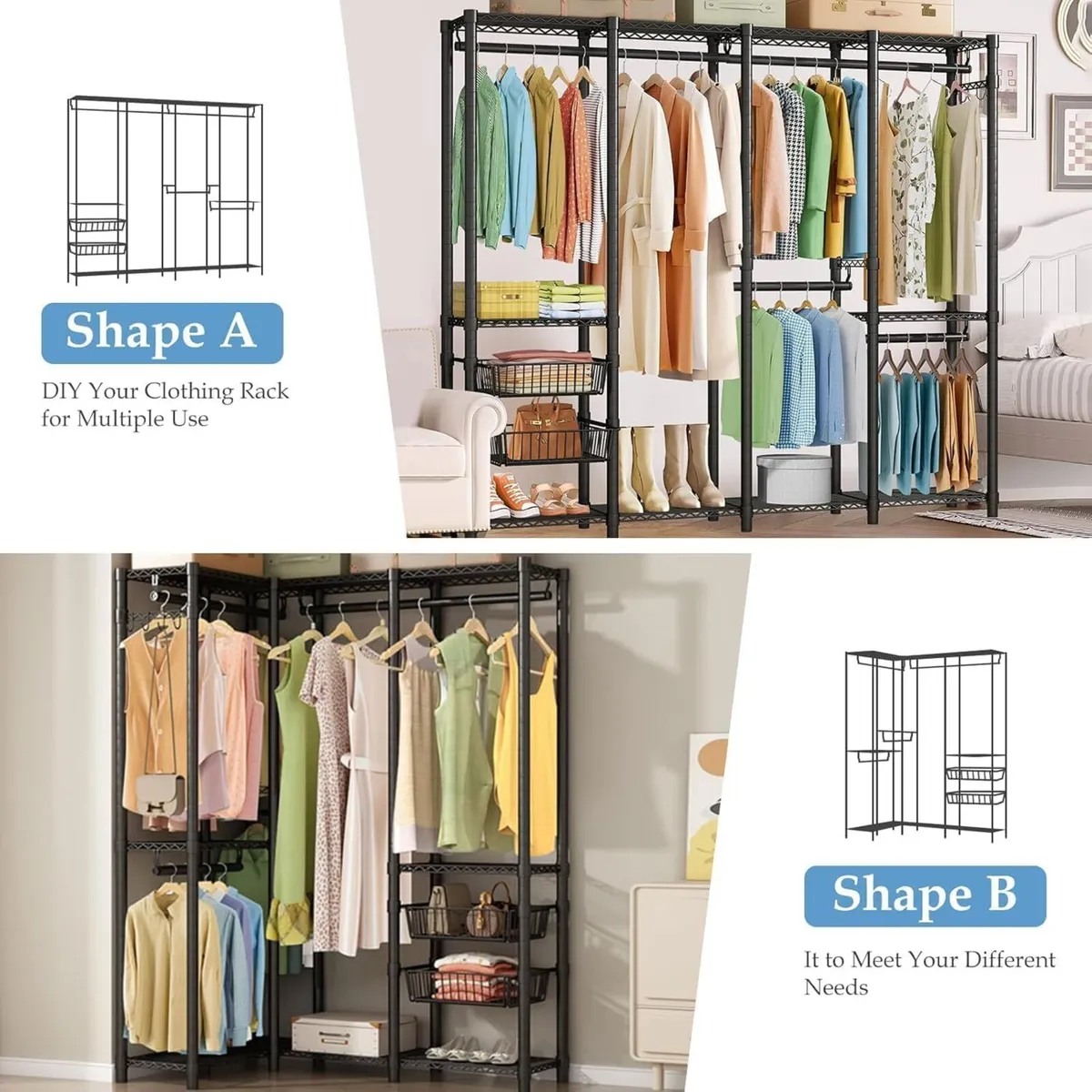 Heavy Duty Clothes Rail with 2 Slid Baskets - Image 4