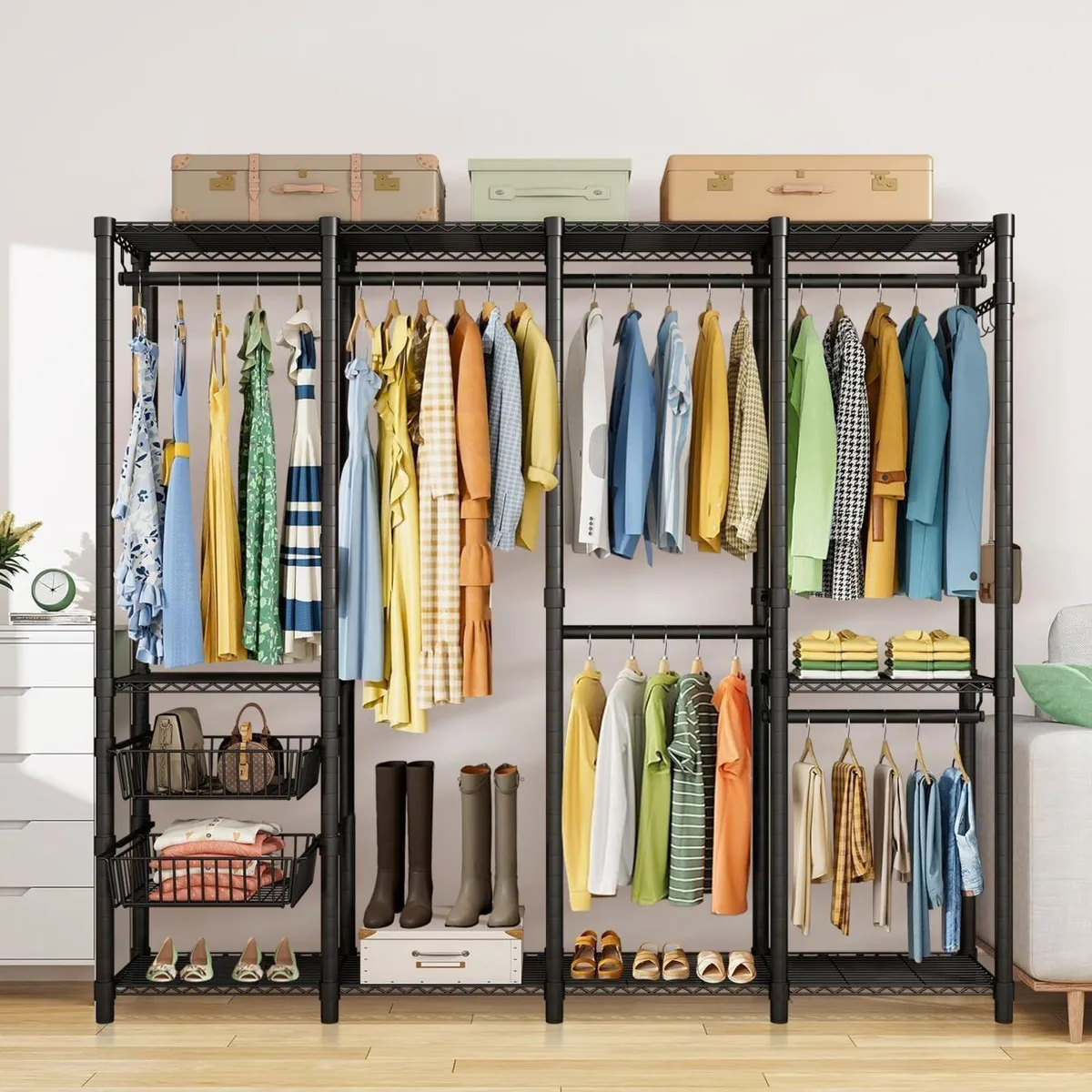 Heavy Duty Clothes Rail with 2 Slid Baskets - Image 2