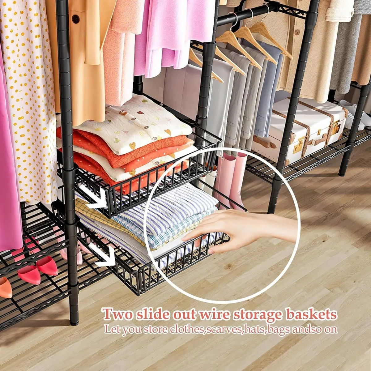 Extendable Clothes Rails Coat Stand with Pull-Out - Image 4
