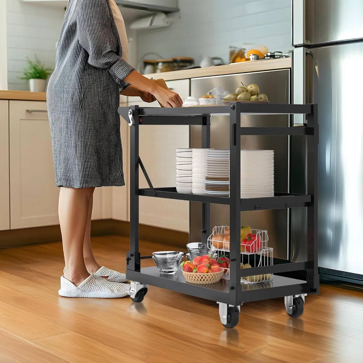3-In-1 Folding Steel Service Cart 135KG Capacity - Image 2