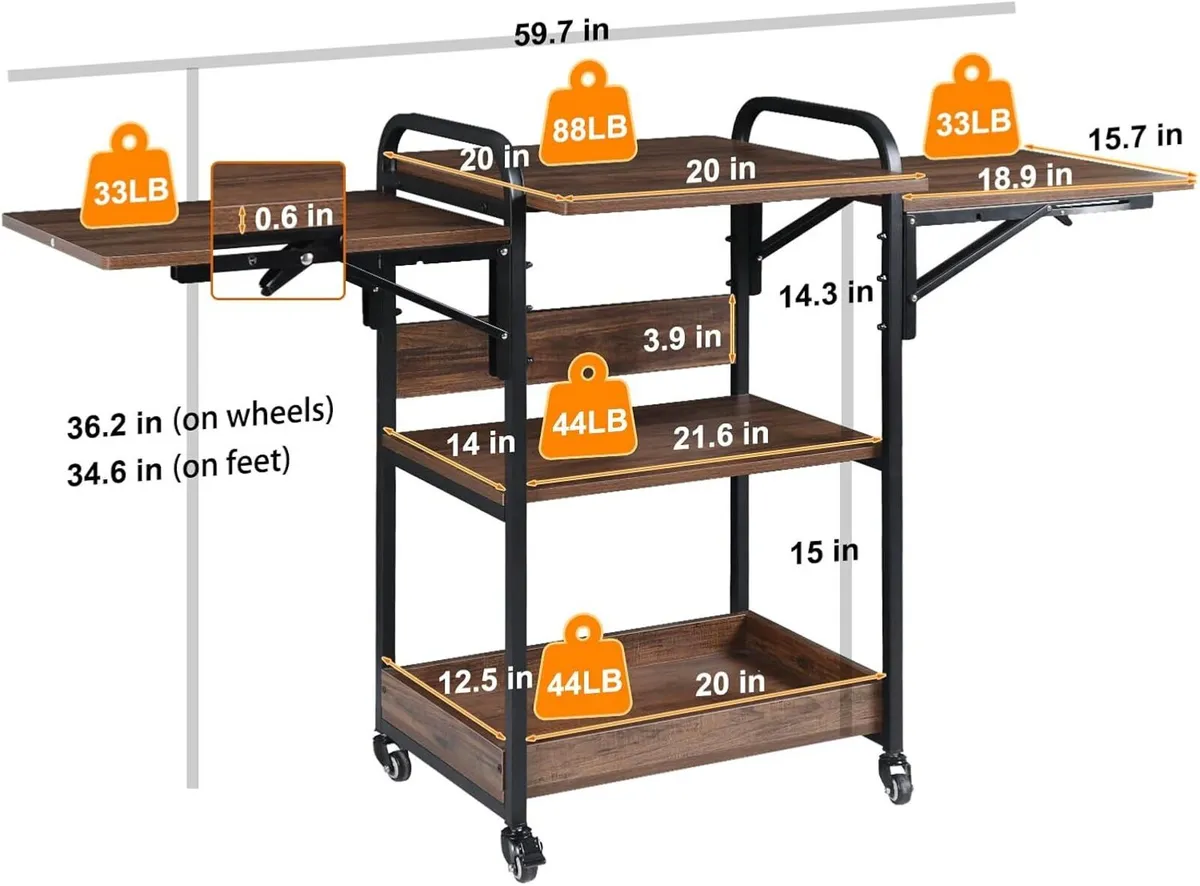 Heat Press Stand Table with 3-Tier Storage - Image 3