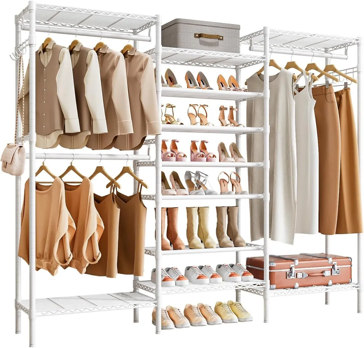 Heavy Duty Clothes Rail with Shoe Rack Adjustable - Image 1