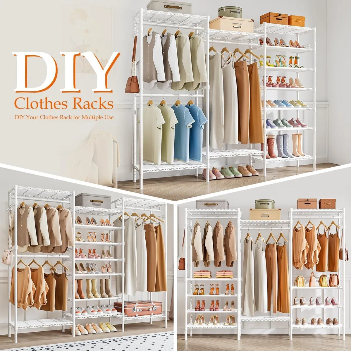 Heavy Duty Clothes Rail with Shoe Rack Adjustable - Image 4