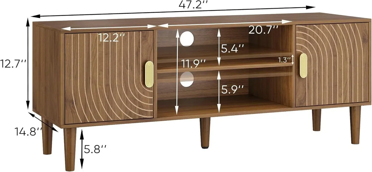 Walnut TV Stand with Line Groove Design 47.2 - Image 2