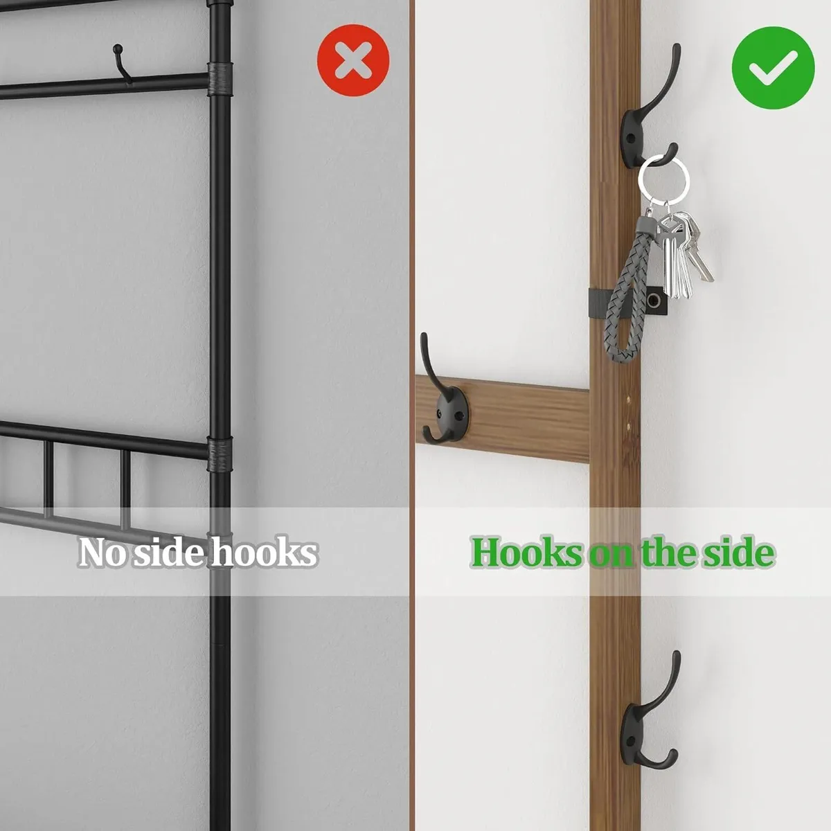 Coat Rack Bamboo Hall Tree Entryway Shoe Bench - Image 3