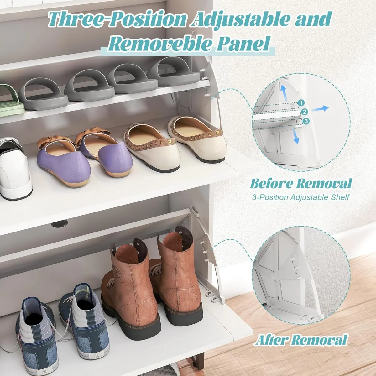 Shoe Cabinet with 2 Flip Drawers Storage 2 - Image 4