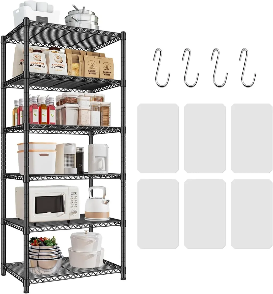 6-Shelf Storage Rack Unit with Height Adjustable - Image 1