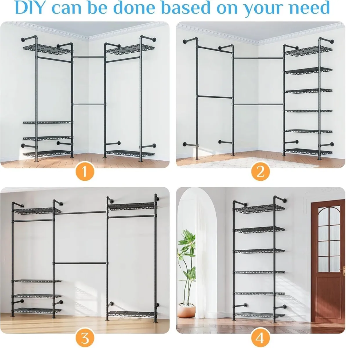 Wall Mounted Heavy Duty Clothes Rail with 6 - Image 3