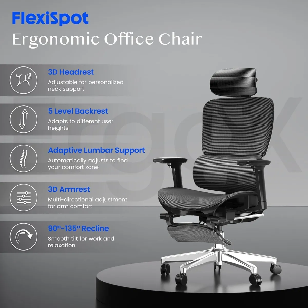 Ergonomic Office Chair Executive Mesh Desk Swivel - Image 3