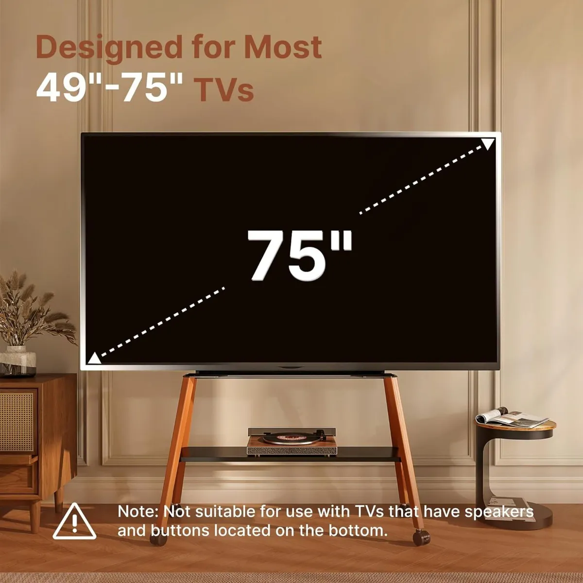 Rolling TV Stand with Wheels for 49 to - Image 4
