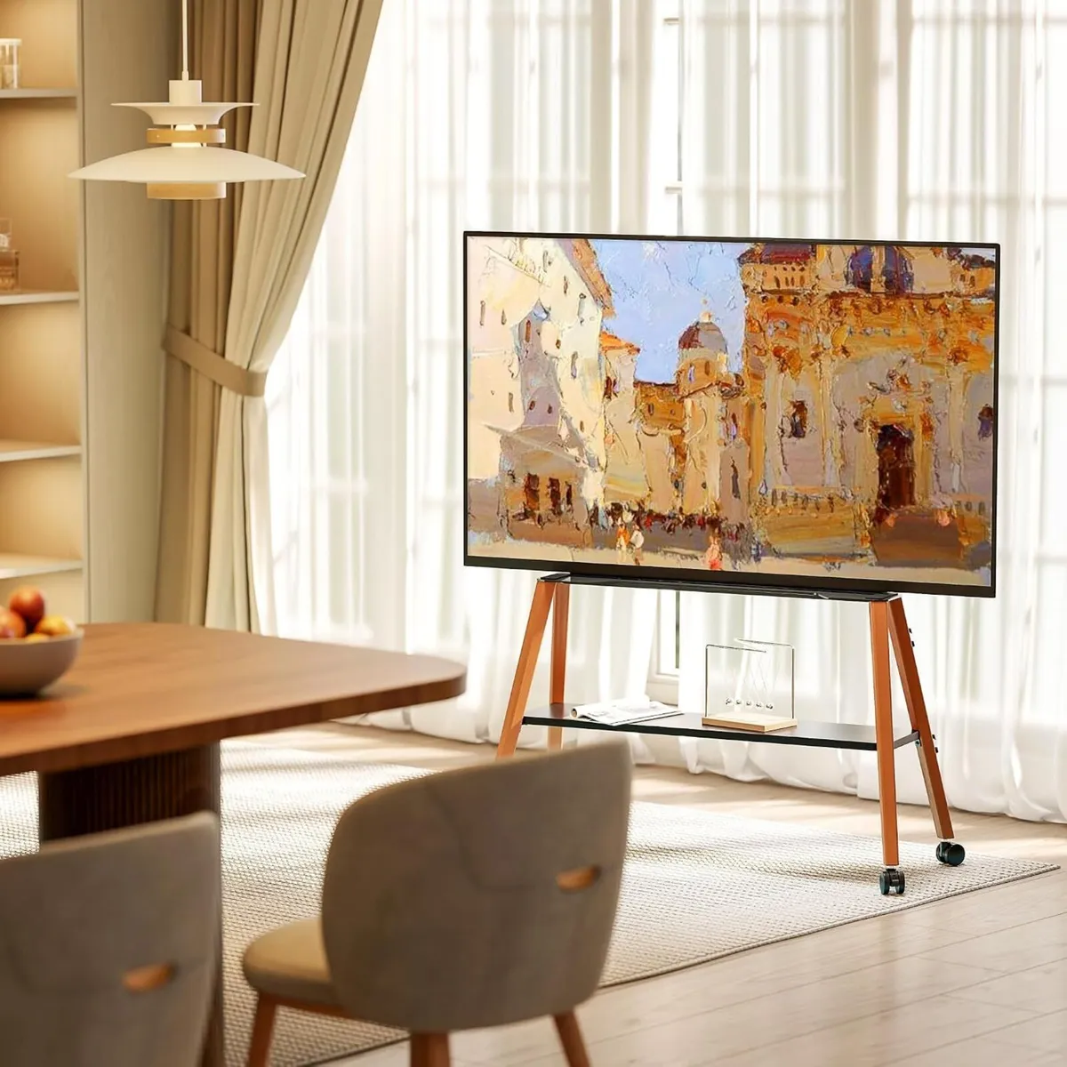 Rolling TV Stand with Wheels for 49 to - Image 2