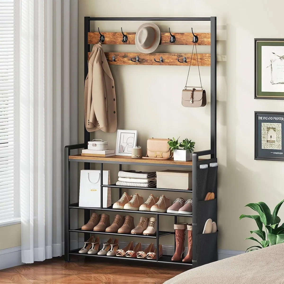 Coat Rack with Shoe Storage 5 Tier Organiser - Image 2