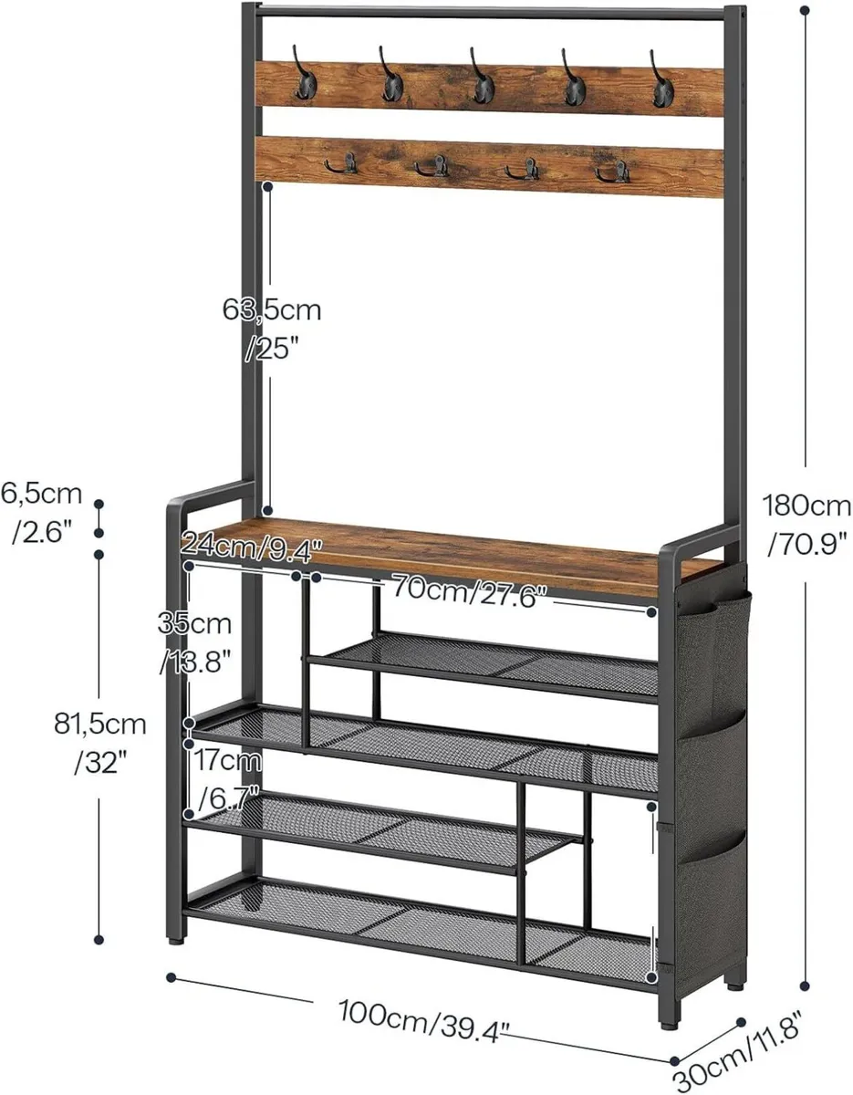 Coat Rack with Shoe Storage 5 Tier Organiser - Image 3