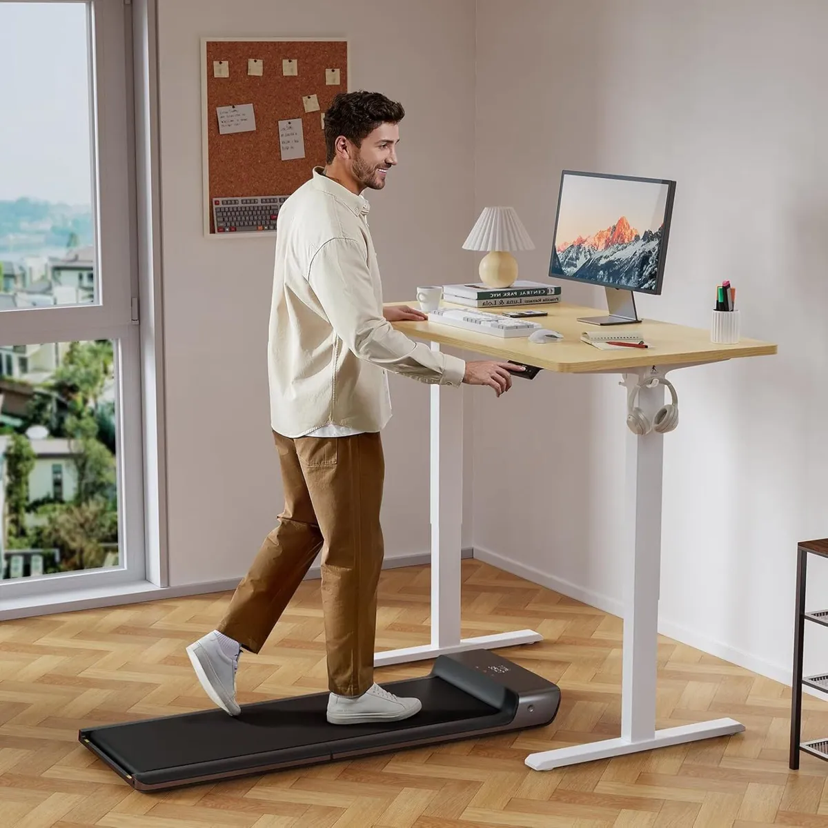 Electric Standing Desk Oak - Image 2