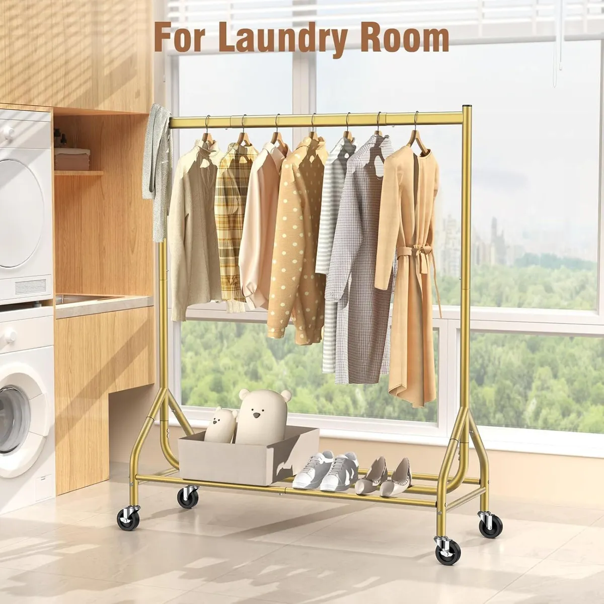 Heavy Duty Rolling Clothes Rail - Image 2
