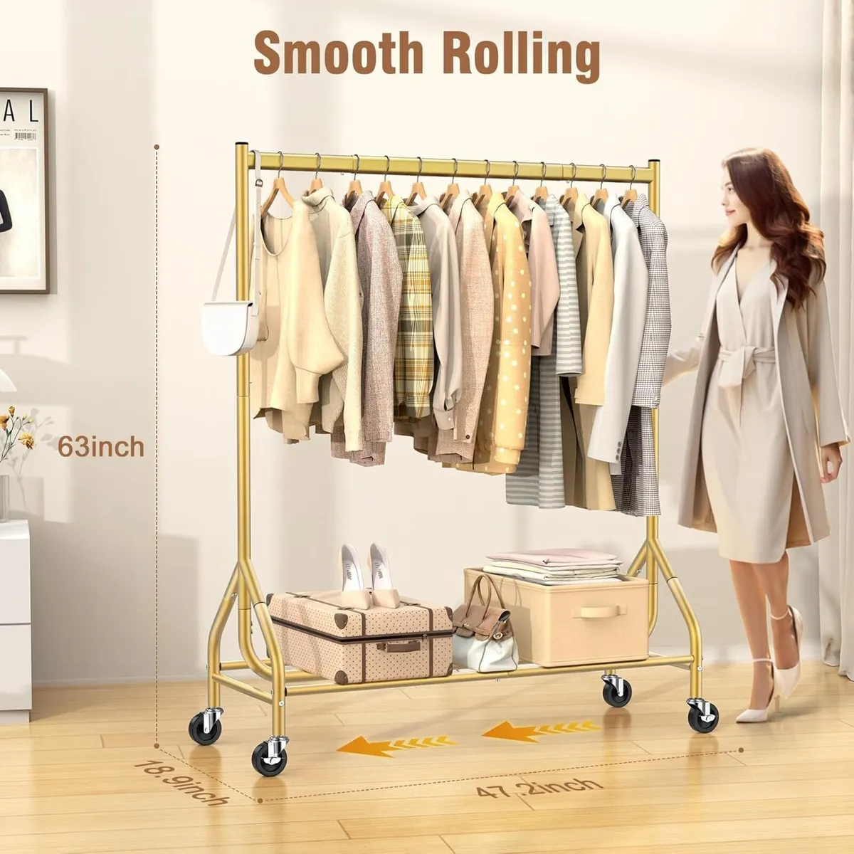 Heavy Duty Rolling Clothes Rail - Image 3