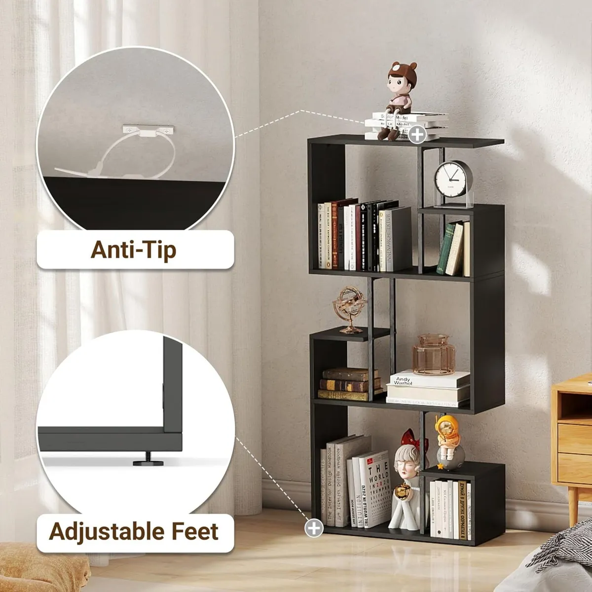 Bookcase 3 Tier Slim Freestanding Room Divider - Image 4