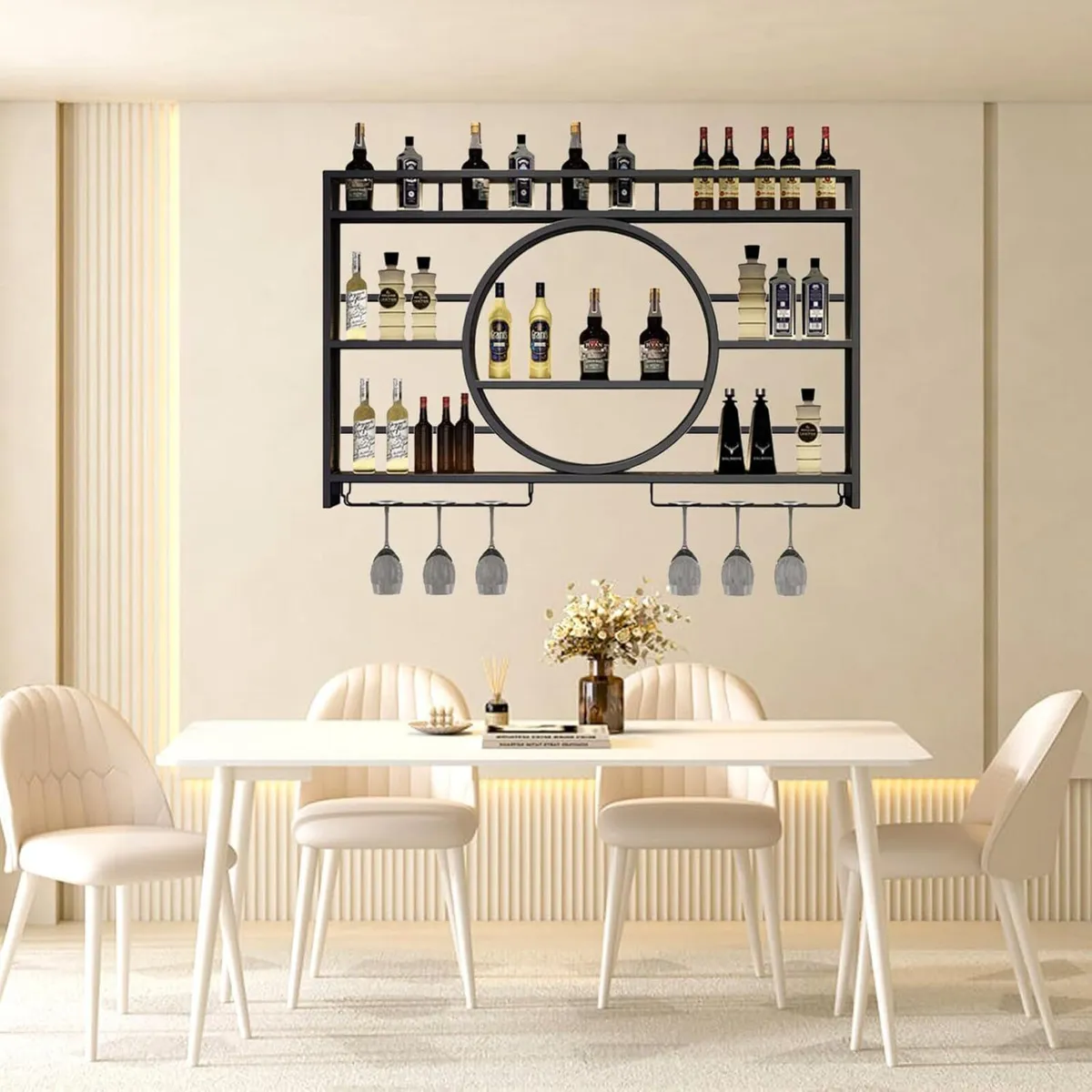 120CM Wine Rack Wall Mounted 3-Tiers Iron - Image 2
