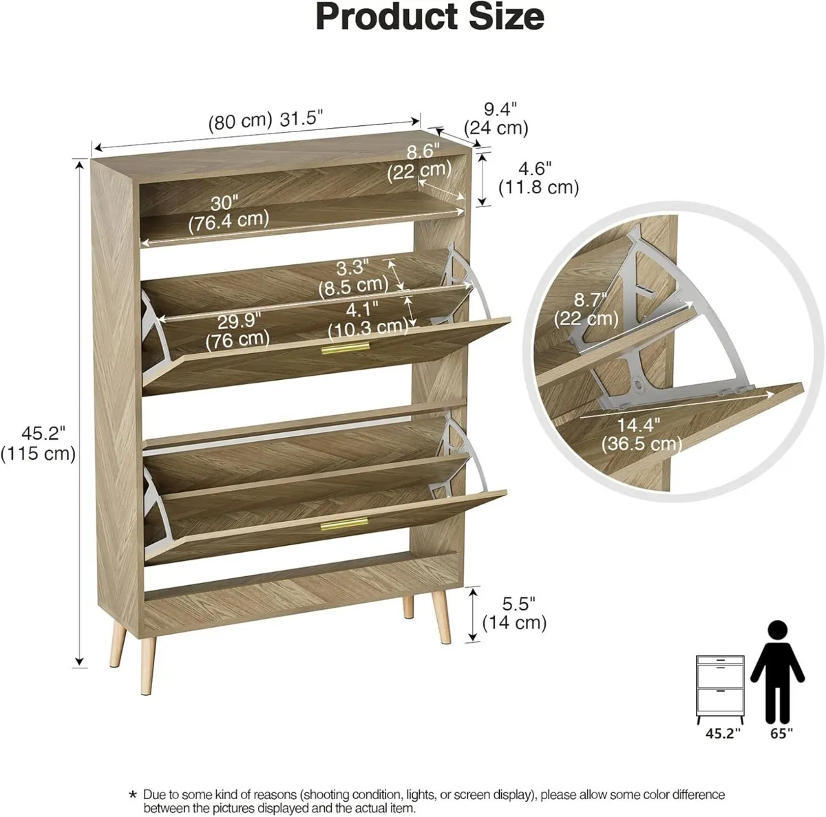Shoe Storage Cabinet Narrow Shoes Cupboard with 2 - Image 2