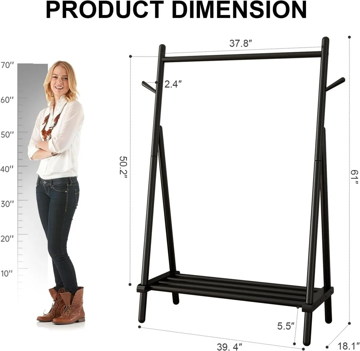 Clothes Rail Rack with Shelf and Hook Sturdy - Image 2