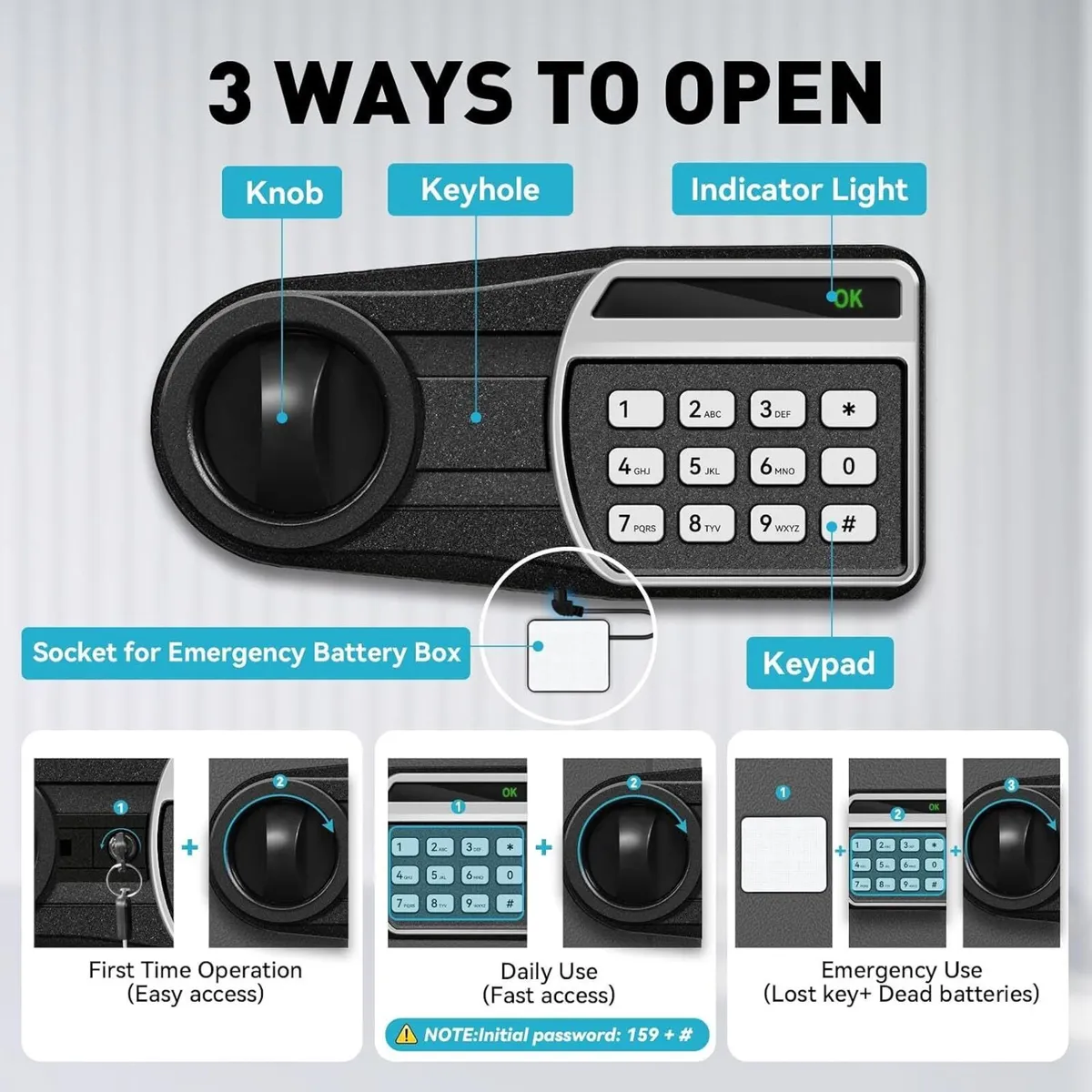 35L Fireproof Waterproof Safe Digital Keypad LED - Image 3
