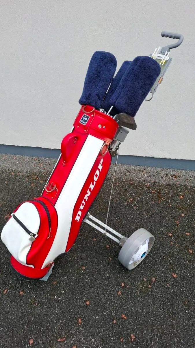 Golf clubs , trolley & accessories - Image 1