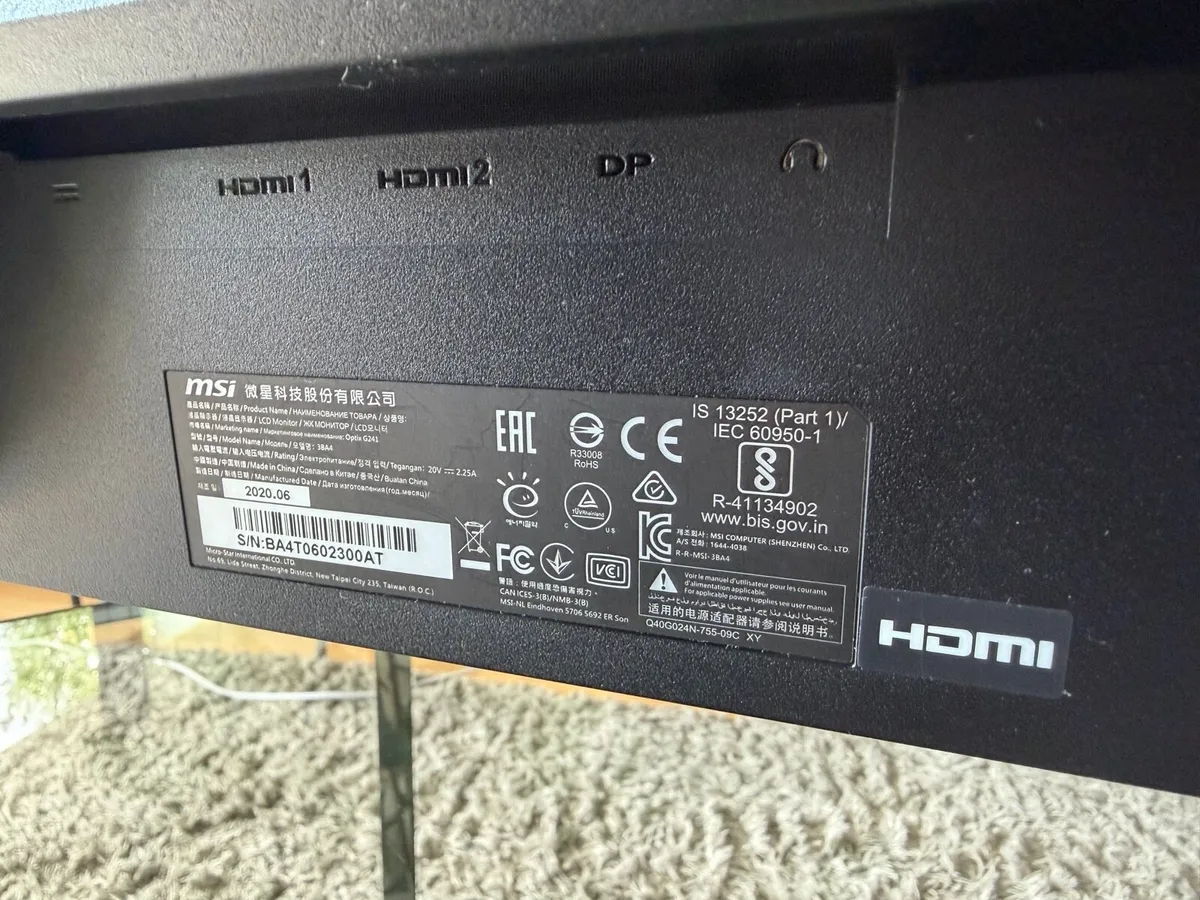 MSI Optix G241 24” 144Hz IPS Gaming Monitor - Image 3