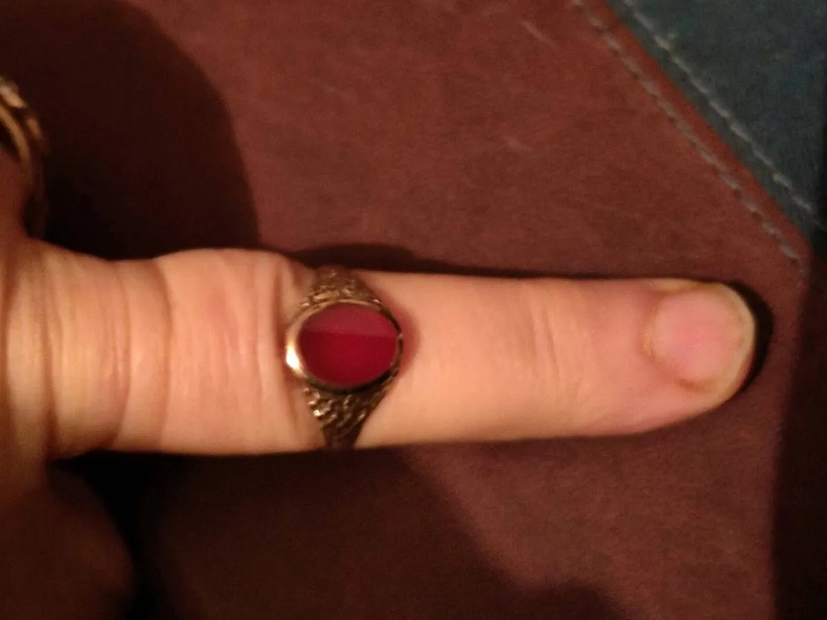GLITTERY CARNELIAN, 9CT PURE Gold New Signet Ring - Image 2