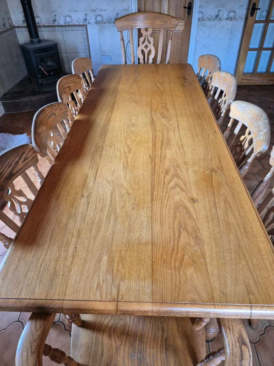 Solid Ash Dining Table & 8 Matching Chairs - Image 2