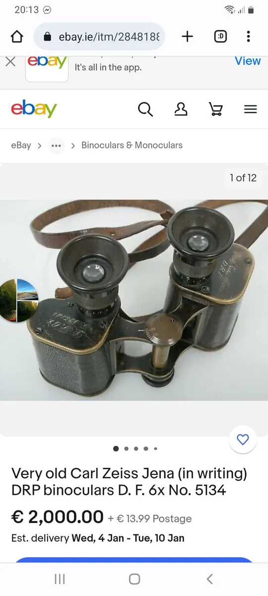 Vintage World War ll Carl Zeiss German Binoculars - Image 1