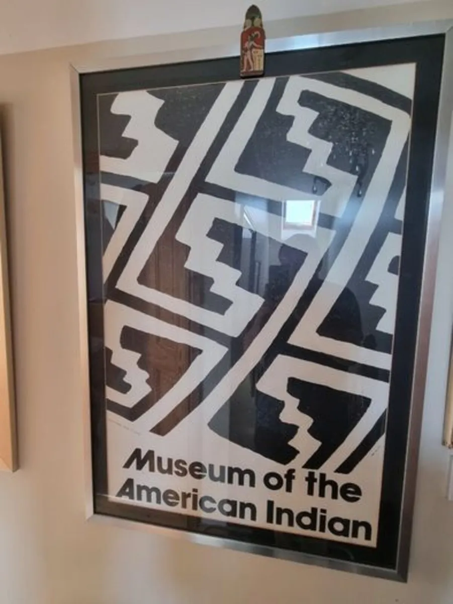 Large vintage framed art poster Museum Indian - Image 1