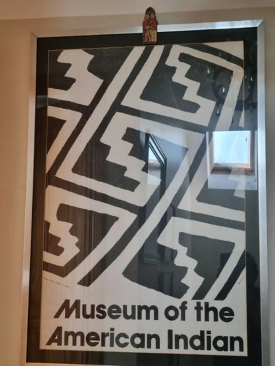 Large vintage framed art poster Museum Indian - Image 4
