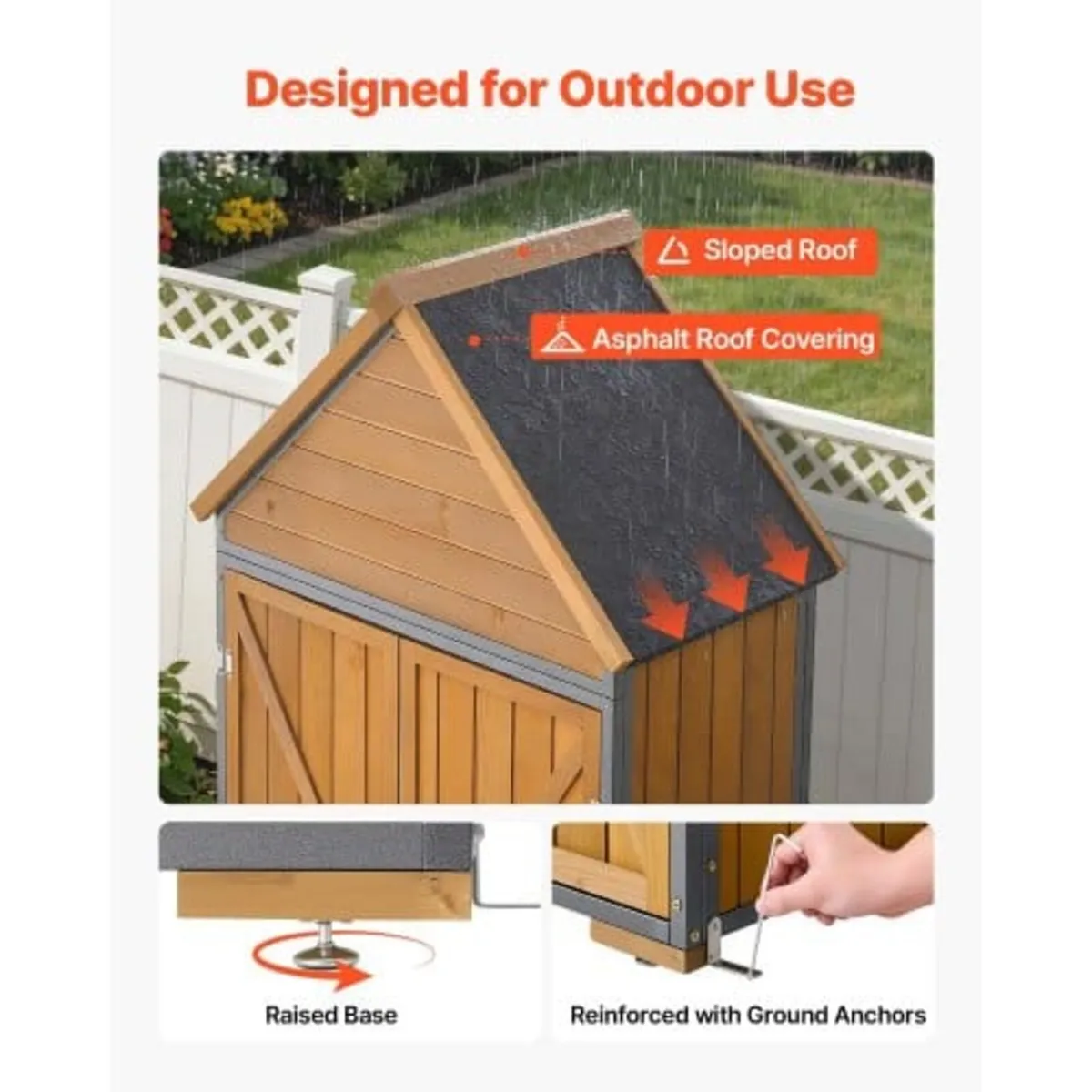 Outdoor Storage Shed, 112 x 170 cm Wood & Metal Ga - Image 3