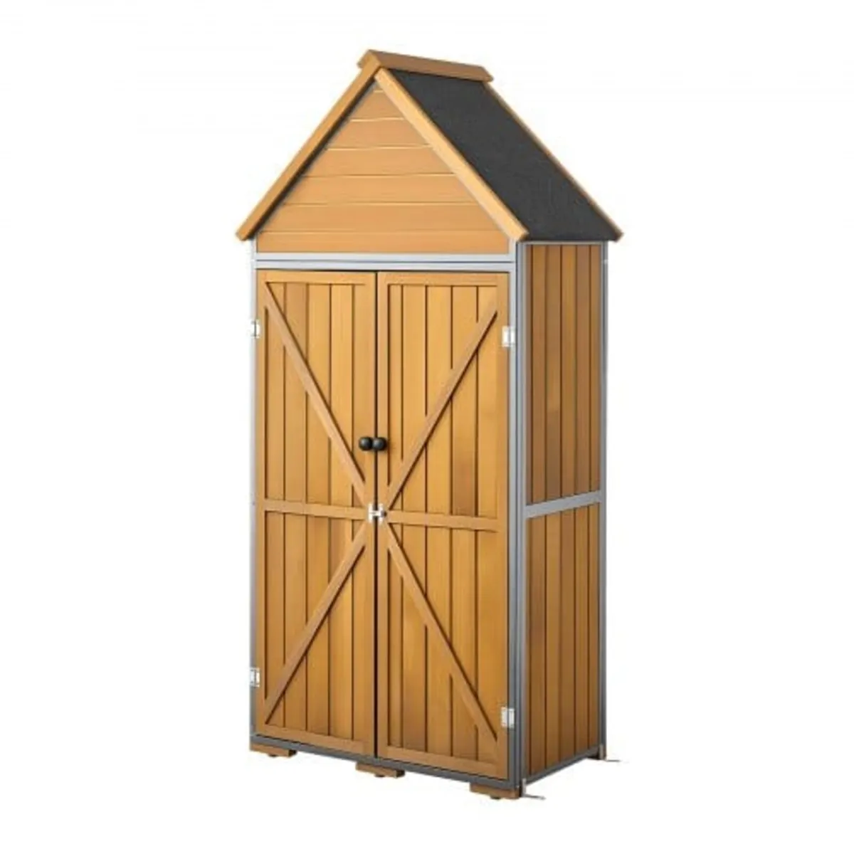 Outdoor Storage Shed, 112 x 170 cm Wood & Metal Ga - Image 1