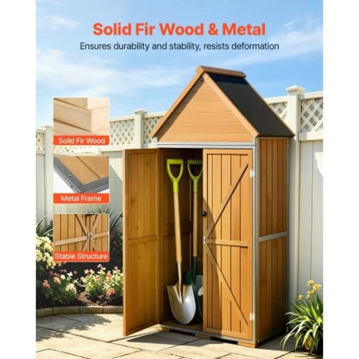 Outdoor Storage Shed, 112 x 170 cm Wood & Metal Ga - Image 2