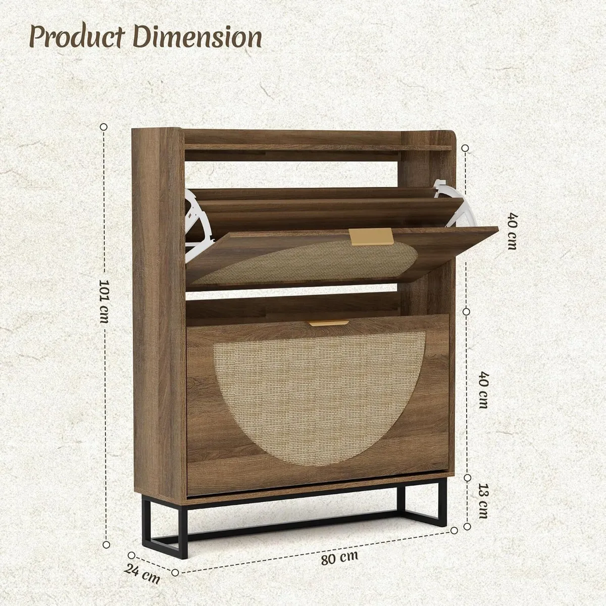 Shoe Storage Rattan with Adjustable Shelves - Image 2