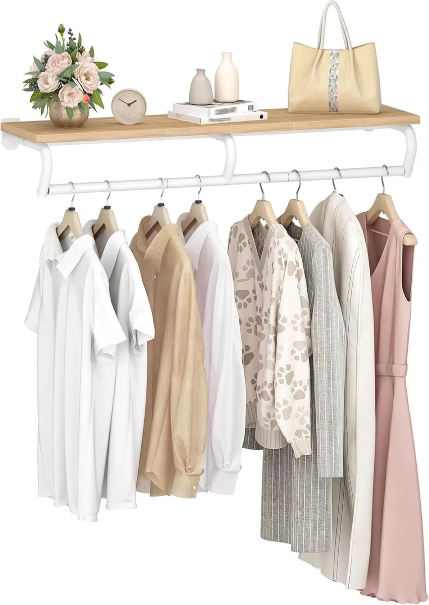 Wall Mounted Clothes Rack Metal Garment with Top - Image 1
