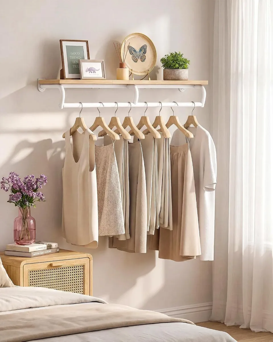 Wall Mounted Clothes Rack Metal Garment with Top - Image 4