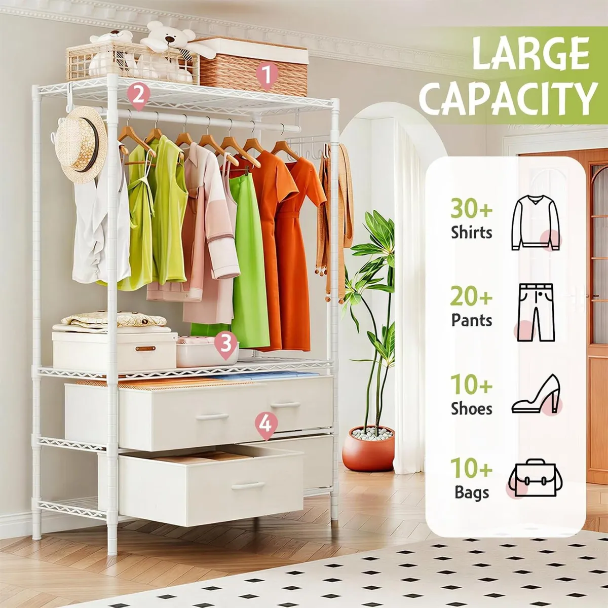 Clothes Rail Heavy Duty for Hanging with 4 - Image 4