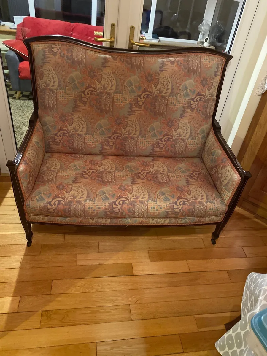 Inlay mahogany 2 seater couch - Image 1