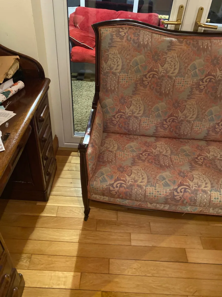 Inlay mahogany 2 seater couch - Image 2