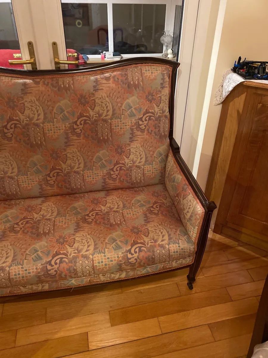 Inlay mahogany 2 seater couch - Image 3