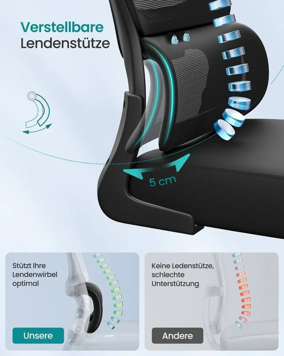 Ergonomic Office Chair with Lumbar Support & Adjus - Image 4