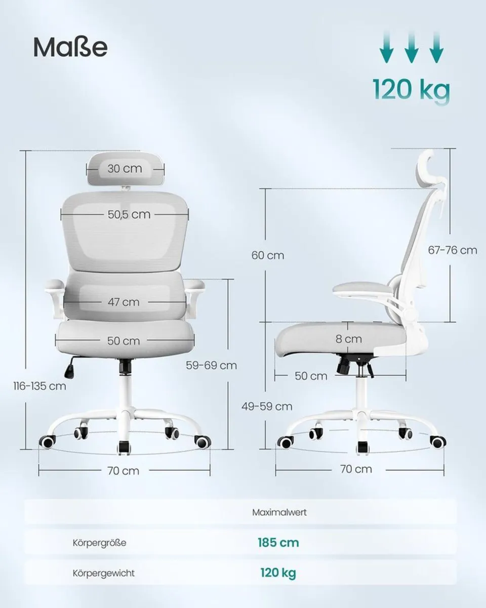 Executive Mesh Office Chair with Headrest & Foldin - Image 2