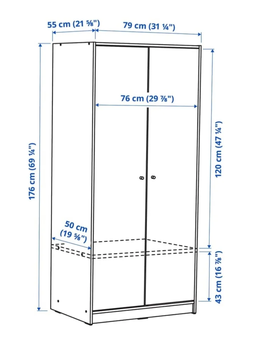 Ikea KLEPPSTAD 2 door white wardrobe in best cond - Image 4