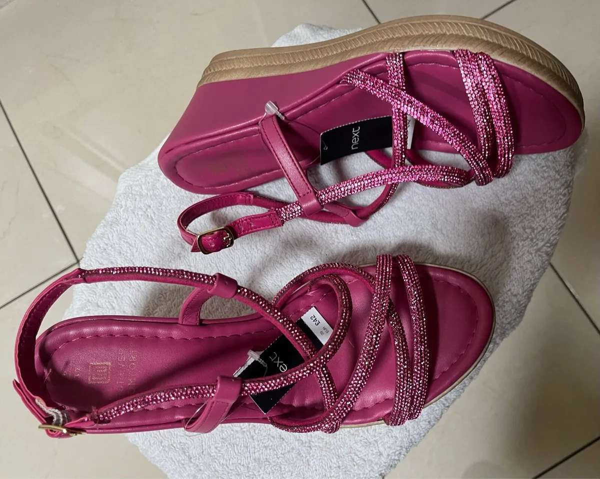 Brand New Pink Wedge Sandals - Size 6 / 39 - Image 1